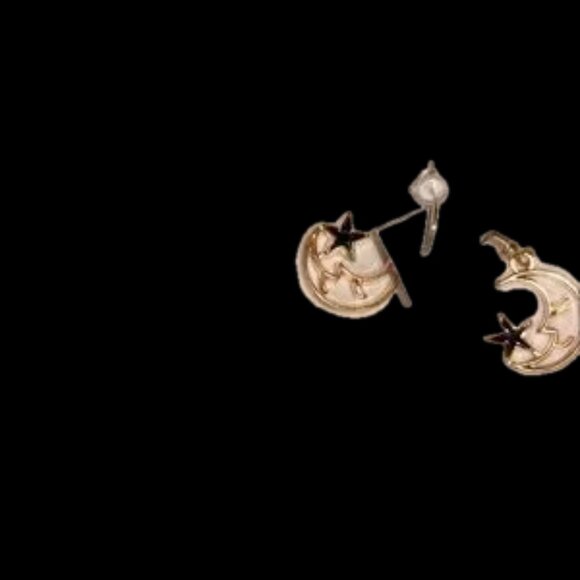 Handmade Moon Star Gold Plated Porcelain Earrings from Neimans NWOT - Picture 4 of 4